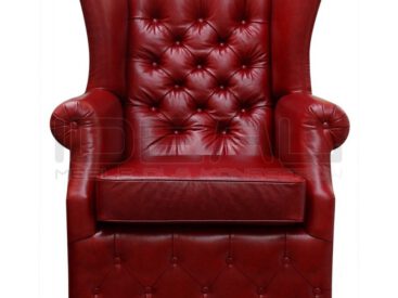 Sofa chesterfield czarna skóra naturalna